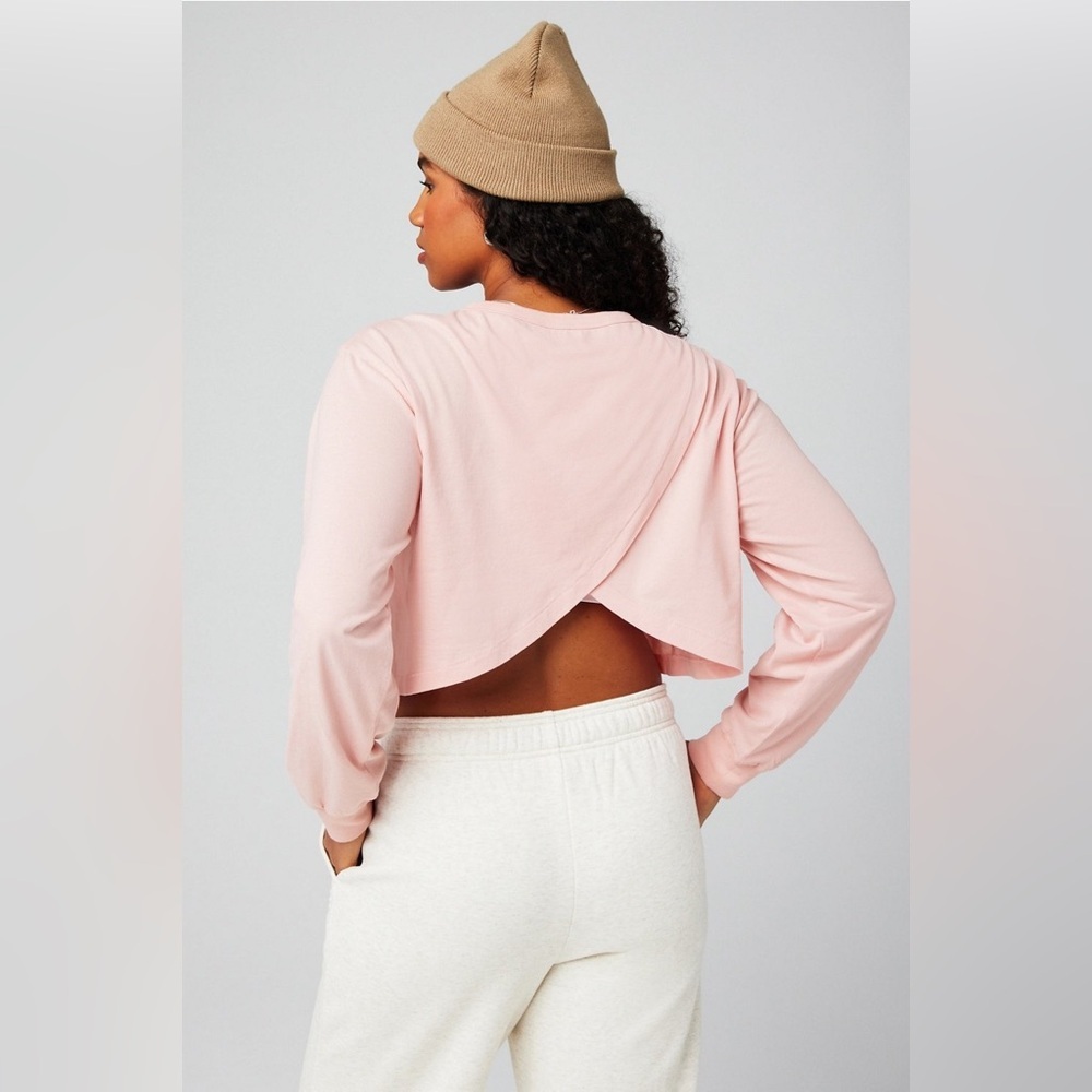 Fabletics 100% Cotton Cropped Boxy Long-Sleeve